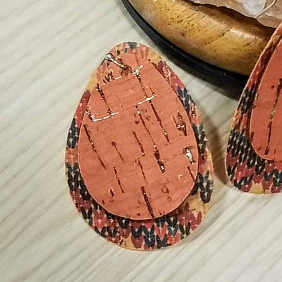 HANDMADE Awesome double layer cork boho style earrings!! - Picture 4 of 5